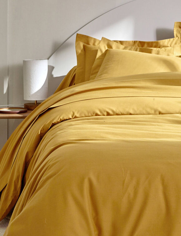 Linge de lit uni coton (curry)