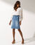 Blouse unie, détails macramé, crépon (écru)