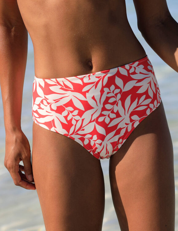 Bedrukte bikinislip met hoge taille Linao (grenadine / ecru)