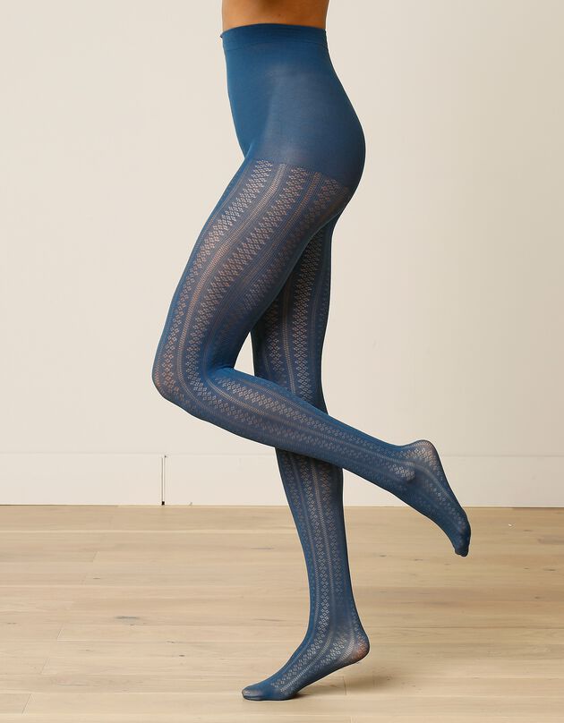 Panty met lijnenmotief - set van 2 (nachtblauw)