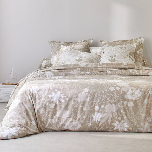 Linge de lit imprimé Pénélope coton (grège)