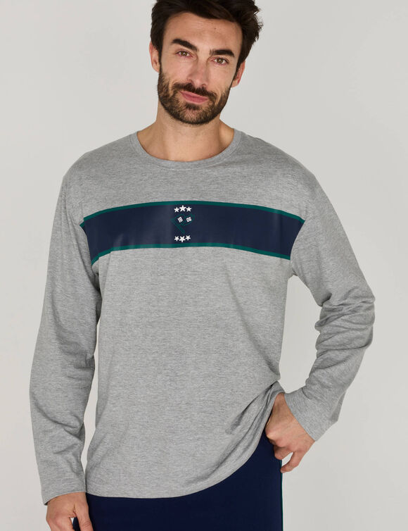 T-shirt met lange mouwen en gestreepte strepen (chin&eacute; grijs)