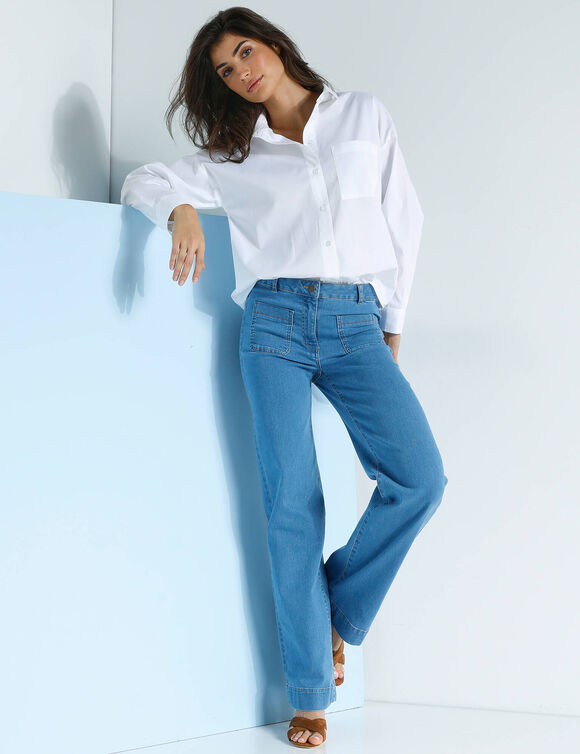 Effen oversize hemd, popeline (wit)