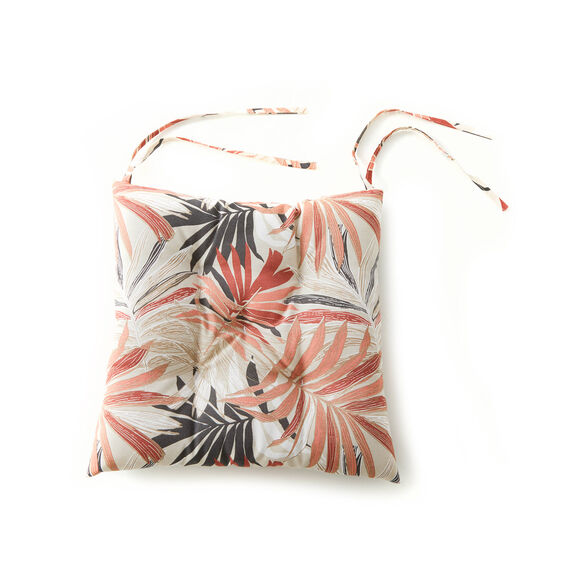 Stoelkussen met bladprint - set van 2 (roze / terracotta)