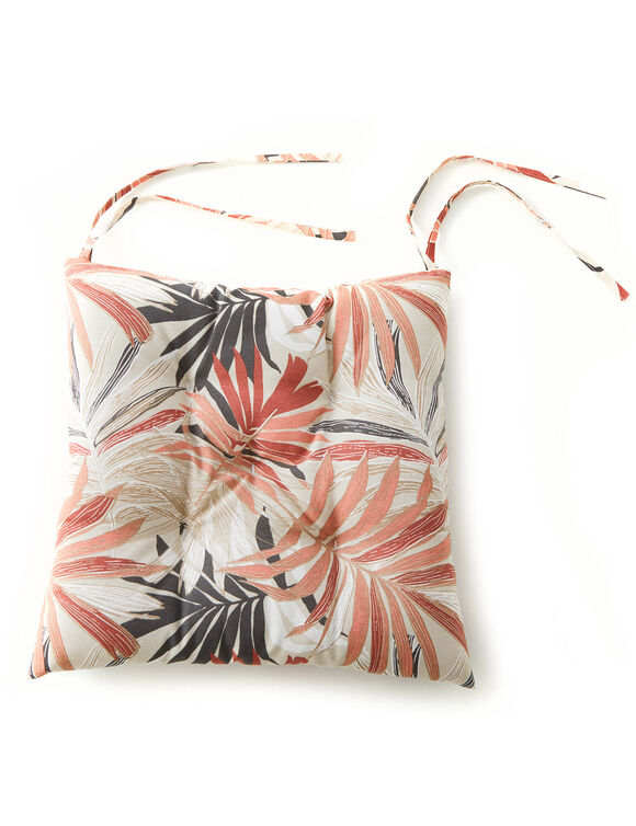 Galette de chaise imprim&eacute; feuillage - lot de 2 (rose / terracotta)