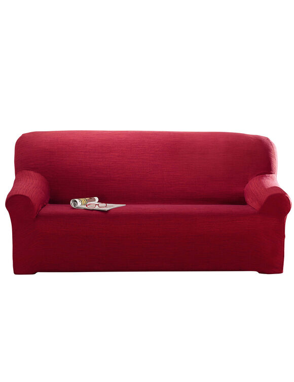 Housse extensible unie canapé fauteuil accoudoirs (bordeaux)