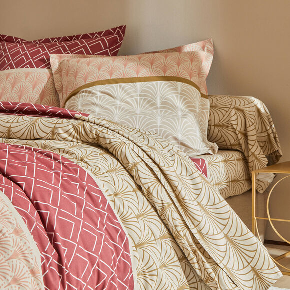 Bedlinnen Eddy in katoen met grafische motieven (zandkleur)