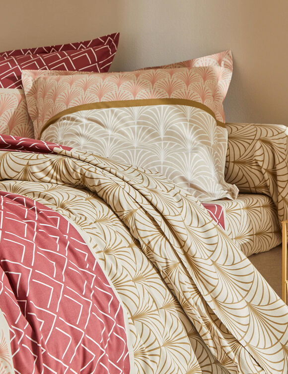 Bedlinnen Eddy in katoen met grafische motieven (zandkleur)