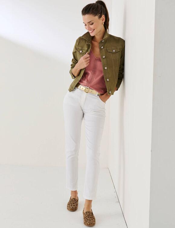 Veste boutonn&eacute;e en jean (kaki)