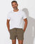 Short in canvas met elastische taille (kaki)