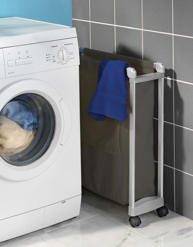 Panier à linge sur roulettes (gris)