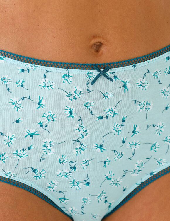 Culotte coton stretch forme maxi imprim&eacute; "p&acirc;querettes"  - lot de 4 (bleu / rose)