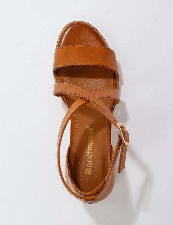 Sandales en cuir à talon (marron)