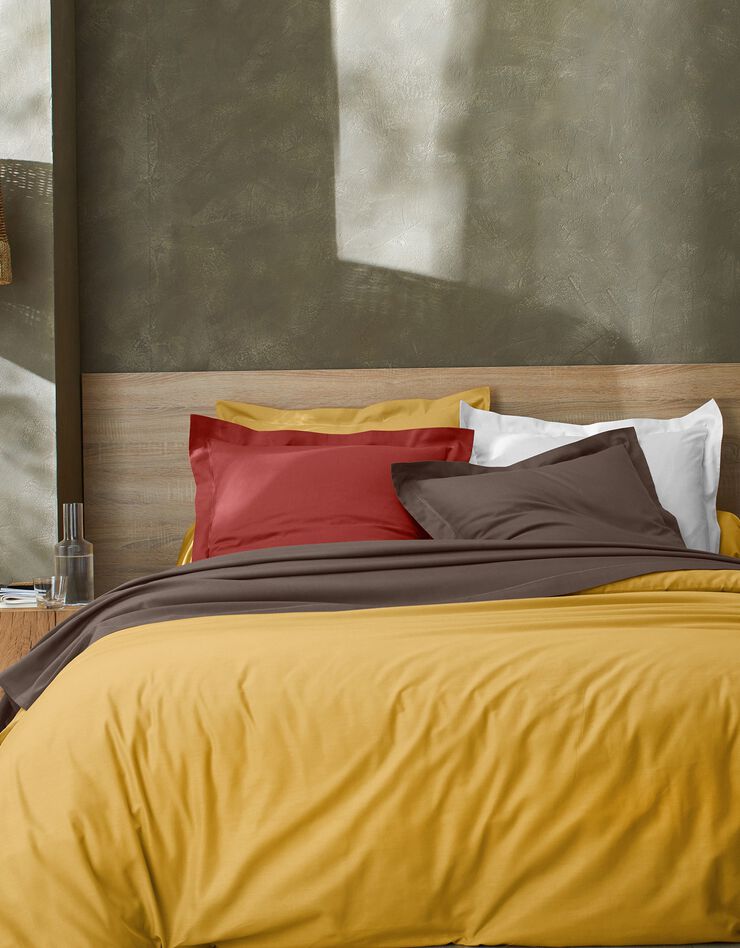Linge de lit uni coton (taupe)
