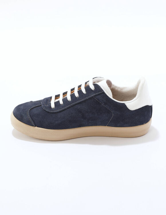 Vintage sneakers in splitleer, gekleurd (jeansblauw)