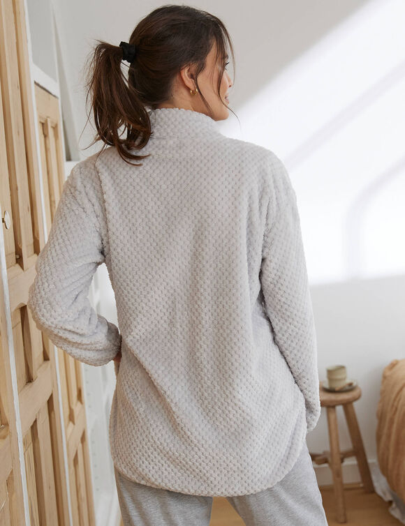 Veste d'int&eacute;rieur maille polaire zipp&eacute;e  (gris)