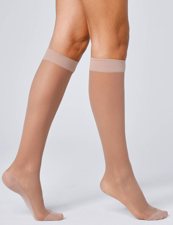 Vermoeidheidswerende kniekousen 70 denier - set van 2 paar (beige)