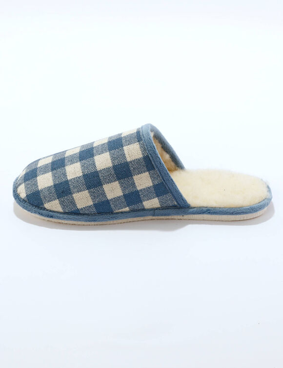 Geruite pantoffelmuiltjes (jeansblauw)