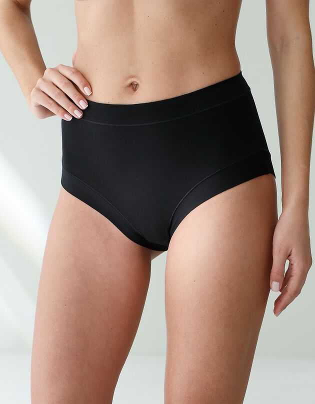 Maxislip in stretchkatoen met comfortabele tailleband "zonder elastieken" - set van 2 (wit + zwart)