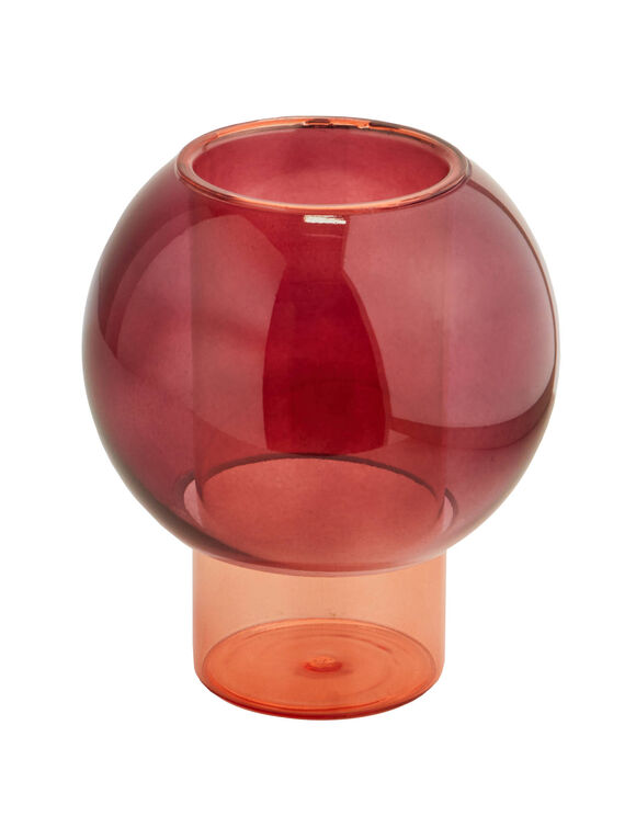 Vase boule en verre teinté, hauteur 17 cm (grenat)