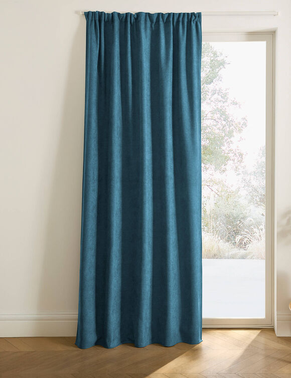 Rideau occultant et isolant finition galon fronceur (bleu paon)
