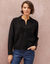 Gilet col polo uni, maille moelleuse (noir)