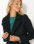 Manteau caban boutonné uni (noir)