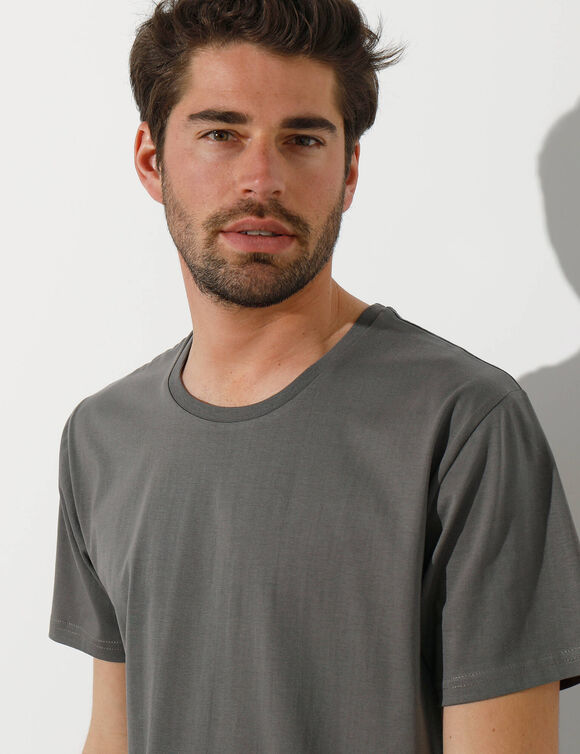 T-shirt col rond manches courtes (gris)