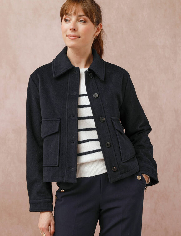 Veste courte en drap de laine (marine)