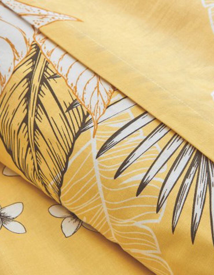 Linge de lit Elyse en coton imprimé fleurs et feuilles de palmes, miel, hi-res image number 6