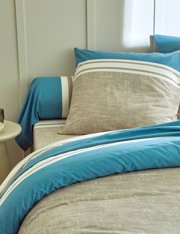 Bedlinnen Nathalie in katoen (grijsblauw / beige)