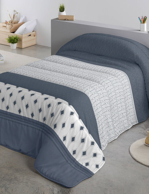 Dekbed in microvezel met strepenmotieven 200g/m2 (blauw)