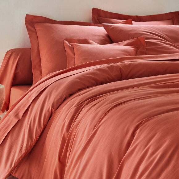 Linge de lit uni coton  (terracotta)