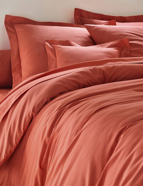 Linge de lit uni coton  (terracotta)
