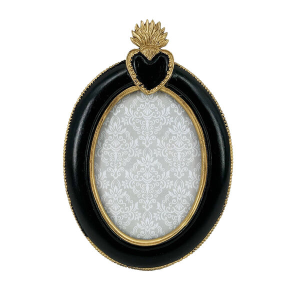 Cadre-photo ex-voto ovale, polyrésine (noir)