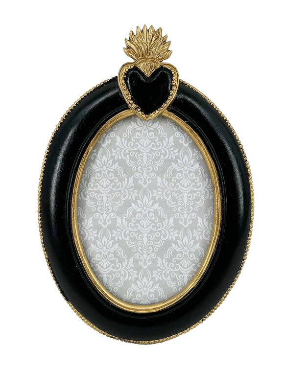 Cadre-photo ex-voto ovale, polyrésine (noir)