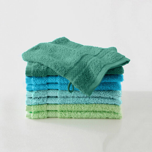 Gant de toilette cama&iuml;eu lagon coton 420 gr/m&sup2; - lot de 8 (vert)