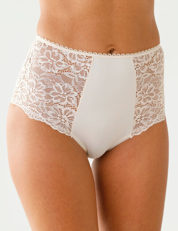 Culotte microfibre et dentelle stretch forme maxi taille haute - lot de 2 (noir + nude)