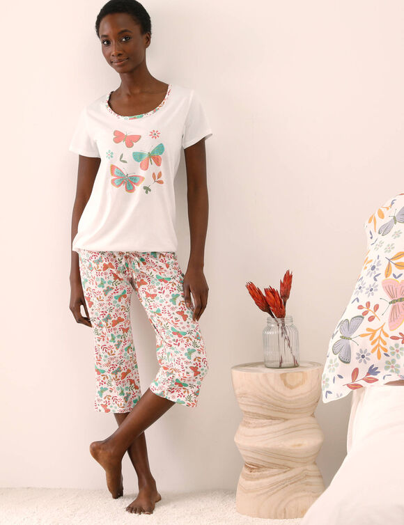 Pyjama court imprim&eacute; (blanc)