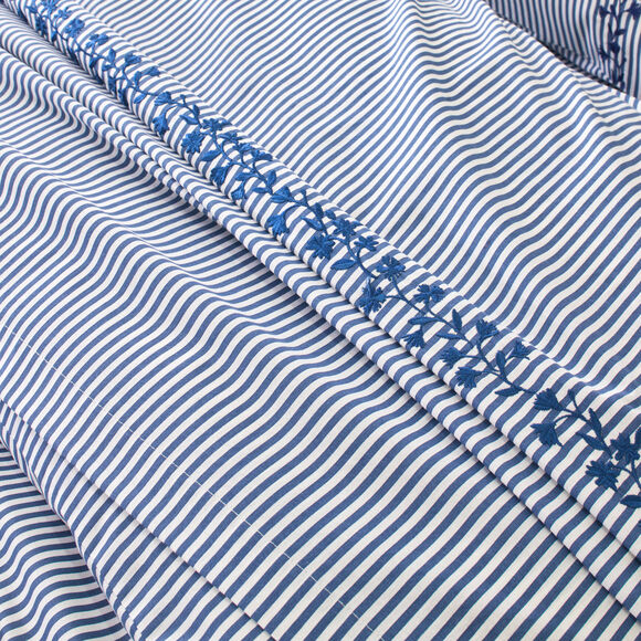 Bedlinnen Faustine, in bedrukt katoen (blauw)