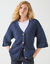Gilet loose boutonné, manches 7/8ème (marine)