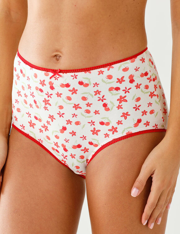 Culotte coton stretch forme maxi imprim&eacute; "cerises"  - Lot de 4 (rouge)