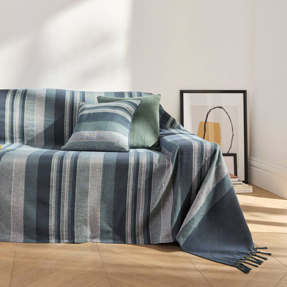 Housse coussin multicolore coton tissage artisanal - lot de 2 (bleu marine)