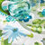 Tafelzeil met anemoonprint (wit / blauw)
