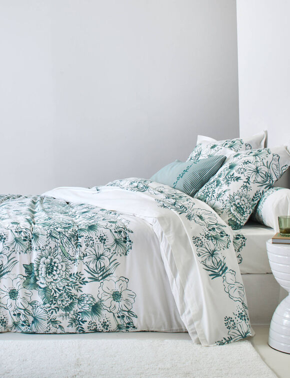 Linge de lit Lydia en coton imprim&eacute; (vert)