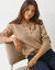 Pull col tunisien en maille ajourée (naturel)