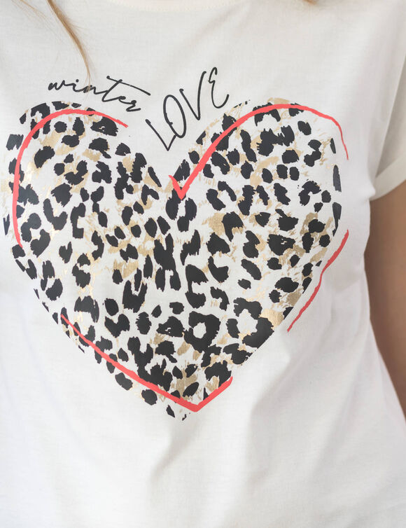 T-shirt manches courtes, imprimé "love" (ecru)