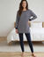 Gestreept molton-pyjama met legging (marine / ecru)