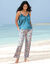 Top macramé col V, bretelles réglables (bleu)