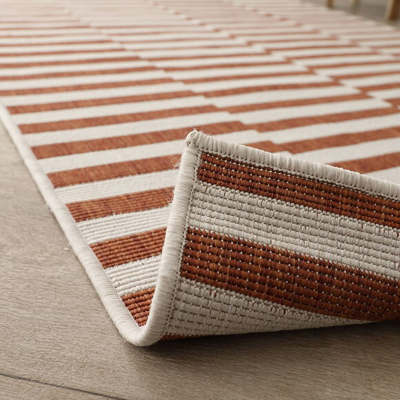 Tapis rectangulaire à rayures (terracotta)